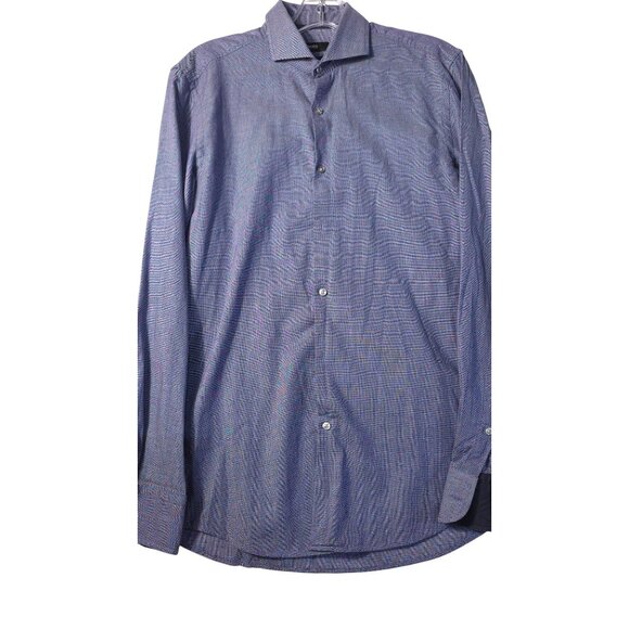 Hugo Boss Other - Hugo Boss Men’s Slim Blue Polka-Dot Long-Sleeve Button Shirt 39/15.5 Mesh